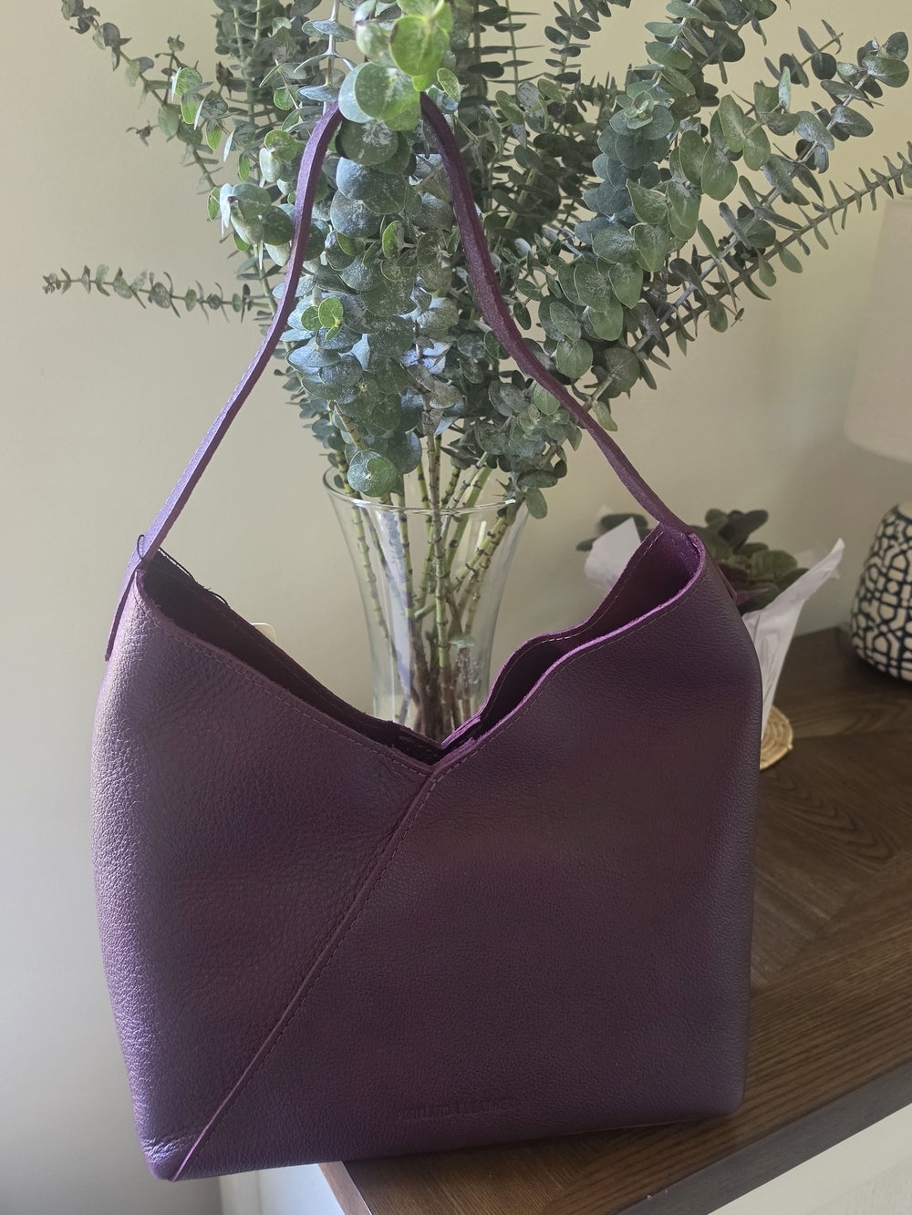 Purple Leather Shoulder Bag